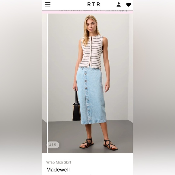 Madewell Light Blue Denim Midi Skirt - Picture 1 of 6